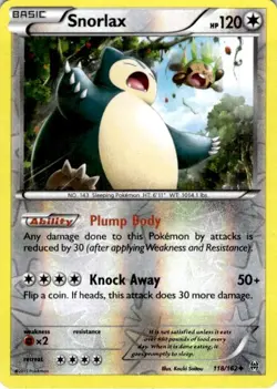 SNORLAX 118/162 UC BREAKTHROUGH POKEMON REVERSE HOLO LP - Image 1