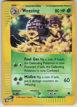 Pokemon TCG Weezing (70) Rare Reverse Holo Expedition 070/165 - Image 1