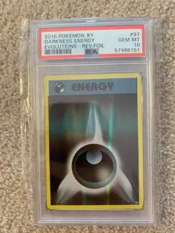 Pokemon 2016 XY Evolutions Darkness Energy Reverse Holo PSA 10 Gem Mint - Image 1