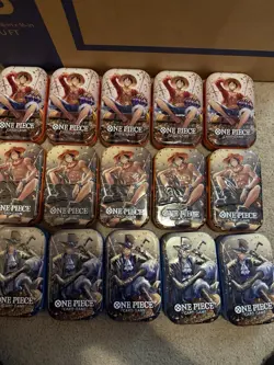 EMPTY One Piece Tin Pack Set Vol 2 OP-13 Luffy Sabo Ace 15 Tins - Image 2