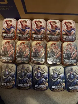 EMPTY One Piece Tin Pack Set Vol 2 OP-13 Luffy Sabo Ace 15 Tins - Image 3