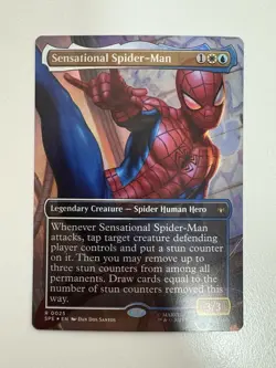 Sensational Spider-Man Foil Borderless MTG Magic the Gathering Card NM Mint SPE - Image 1