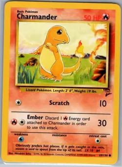 Charmander 69/130 Non Holo Base Set 2 - Pokemon Card - NM - Image 1