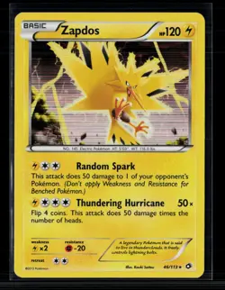 Pokemon 2013 Legendary Treasures Zapdos #46/113 - Image 1