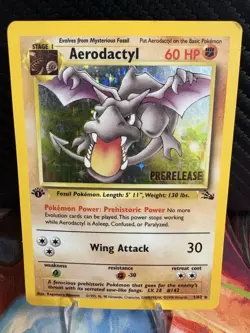 1st Edition Aerodactyl Prerelease 1/62 Fossil Holo WOTC Pokemon Card MP - Image 1