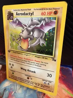 1st Edition Aerodactyl Prerelease 1/62 Fossil Holo WOTC Pokemon Card MP - Image 3