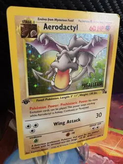 1st Edition Aerodactyl Prerelease 1/62 Fossil Holo WOTC Pokemon Card MP - Image 4