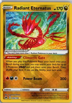 Radiant Eternatus 105/159 Crown Zenith Pokemon TCG Holo Radiant Rare NM - Image 1