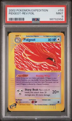 2002 POKEMON EXPEDITION #23 PIDGEOT-REVERSE FOIL PSA 9 - Image 1