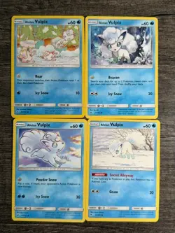 4 POKEMON NON HOLO ALOLAN VULPIX 30/156 + 21/145 + 27/147 + 39/236 + 53/214 LP - Image 1