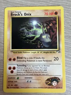 Brock's Onix 21/132 Rare Gym Heroes Pokemon Unlimited Lightly Played - Image 1