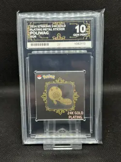 POLIWAG 24k Gold Plated Pokemon Sticker - ACE 10 GEM MINT - Image 1