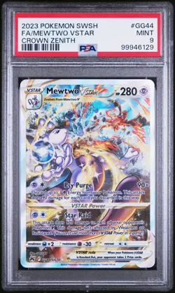 2023 POKEMON SWORD & SHIELD CROWN ZENITH #GG44 FULL ART/MEWTWO VSTAR PSA 9 - Image 1
