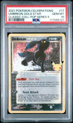 Pokemon Umbreon 17/17 Gold Star Celebrations PSA 10 GEM MINT - Image 1