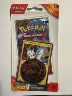 Pokemon SURGING SPARKS 1-Pack Blister Booster + PACHIRISU Promo + Coin 2024 - Image 1