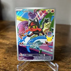 Litten MEP 044 Pokemon First Partner Illustration Black Star Promo Full Art MINT - Image 1