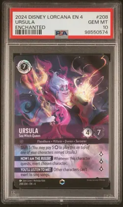 Disney Lorcana EN 4 Ursula's Return Enchanted Ursula #208 PSA 10 Sea Witch Queen - Image 1