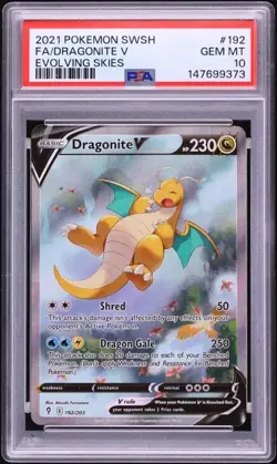 PSA 10 Dragonite V Full Art Evolving Skies 2021 Pokemon Card #192 - Image 1