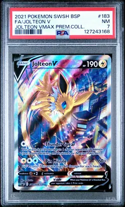 2021 Pokemon TCG Jolteon V SWSH183 Sword & Shield Black Star Promo PSA 7 - Image 1