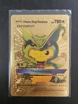 Pokemon Pikachu Mega Rayquaza 780hp Gold Foil Card (Fan Art) - Image 1
