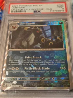 Umbreon Master Ball Reverse Holo Pokemon En-Prismatic Evolutions 059/131 PSA 9 - Image 2