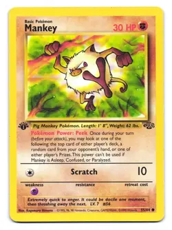 Mankey 55/64 Common Jungle Pokemon 1st Edition HP - Image 1
