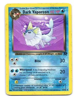Dark Vaporeon 45/82 Uncommon Team Rocket Pokemon Unlimited DMG - Image 1