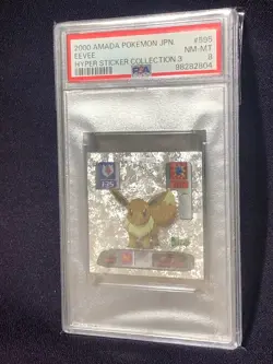 EEVEE 595 POKEMON HYPER STICKER COLLECTION 3 AMADA 2000 PSA 8 - Image 1