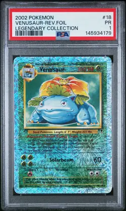 2002 POKEMON LEGENDARY COLLECTION #18 VENUSAUR-REVERSE FOIL PSA 1 - Image 1