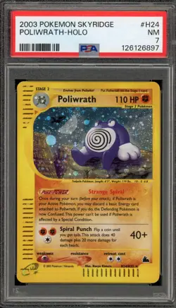 Pokemon Poliwrath Skyridge Holo Rare #H24 PSA 7 Trading Card - Image 1