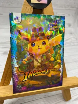 Pikachu as Cosplay Indiana Jones Non- Pokemon Fan Art Cracked Ice Trading Card - Image 3