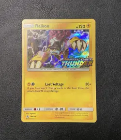 Lost Thunder Prerelease Raikou with Corner Error Pokemon Card Near Mint - Image 1