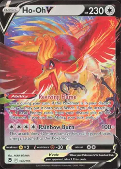 Ho-Oh V 140/195 Holo V Rare Silver Tempest Pokemon Near Mint - Image 1