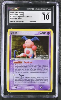 Pokemon Ditto [mr. Mime] EX Delta Species 38/113 Reverse Holo CGC 10 Gem Mint - Image 1