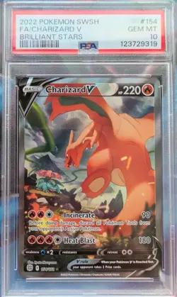 Pokemon Brilliant Stars Charizard V Full Alt Art #154 PSA 10 Gem Mint - Image 1