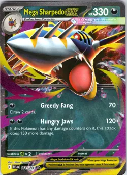 Mega Sharpedo ex 061/094 Double Rare Phantasmal Flames Pokemon Holo Near Mint - Image 1