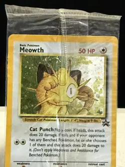 2000 Pokemon Meowth #10 Black Star Promo Game Boy Holo - FACTORY SEALED - Image 3