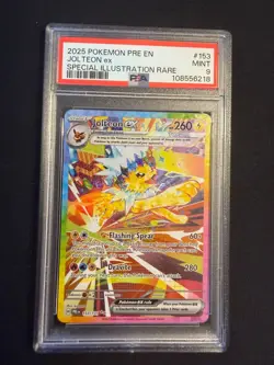 2025 POKEMON PRISMATIC EVOLUTIONS SPECIAL ILLUSTRATION RARE JOLTEON EX PSA 9 - Image 1