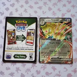 Team Rocket's Persian ex SVP 218 NM-M Promo SV Destined Rivals Tin Code Card - Image 1