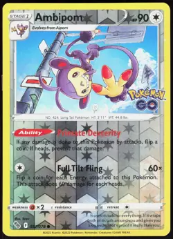 Ambipom 057/078 Reverse Holo Pokemon GO Common Scav Lightly Played - Image 2