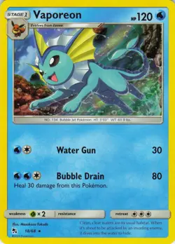 Vaporeon - Holo - 18/68 Hidden Fates - Pokemon TCG - 2019 - Image 1