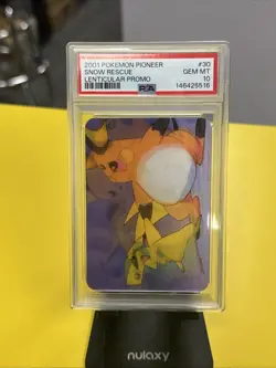 2001 POKEMON PIONEER LENTICULAR PROMO #30 Pikachu Snow Rescue PSA 10 POP 3 - Image 1