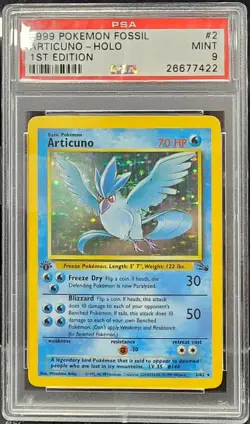 1999 Pokemon Fossil Articuno Holo 1st Edition PSA 9 #2 Mint - Image 1