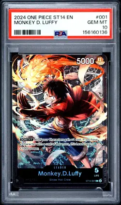 2024 One Piece ST14 EN Monkey D Luffy #001 PSA 10 GEM MINT - Image 1
