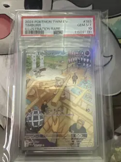 Pokemon TCG Timburr 183/167 Twilight Masquerade Illustration Rare Card - PSA 10 - Image 1