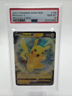 2022 Pokemon Black Star Promo Pikachu V Box #198 PSA 10 - Image 1