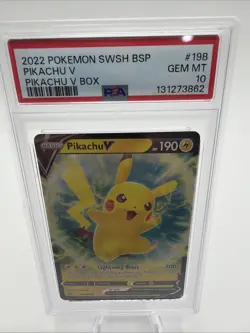 2022 Pokemon Black Star Promo Pikachu V Box #198 PSA 10 - Image 2