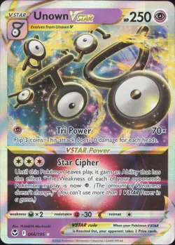 Unown VSTAR 066/195 Holo VSTAR Rare Silver Tempest Pokemon Near Mint - Image 1
