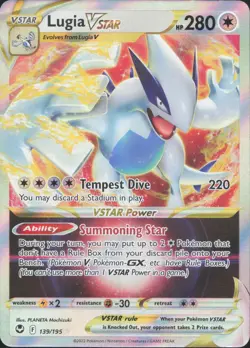 Lugia VSTAR 139/195 Holo VSTAR Rare Silver Tempest Pokemon Near Mint - Image 1