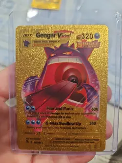 Gengar Vmax Gold Foil Fan Art Vinyl Textured Collector Pokemon Card HP320 - Image 1